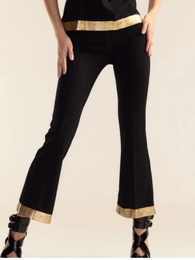 Cynthia Rowley Athena Gold Hem Cropped Pants NWT Size 6